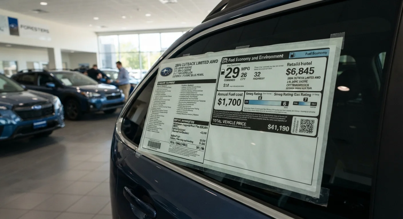 Reading the Window Sticker on a New Car